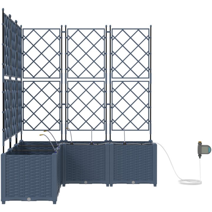 Trädgårdsplanterare med Vattenirrigationssystem 5 st Grå vidaXL 120 x 120 x 142 cm – bild 4
