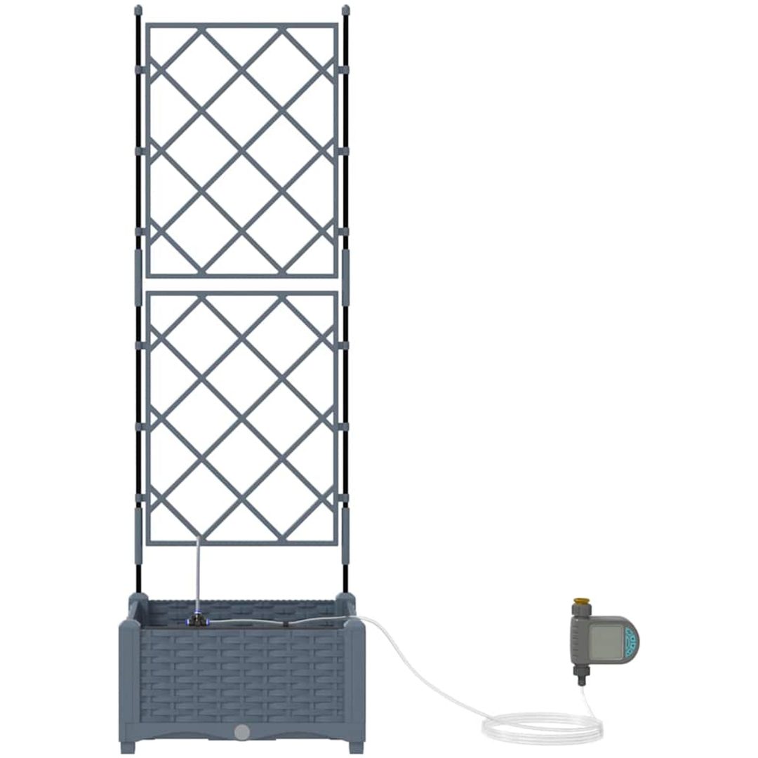 Trädgårdsplanterare med Vattenirrigationssystem Ljusgrå vidaXL 40 x 40 x 126 cm – bild 6