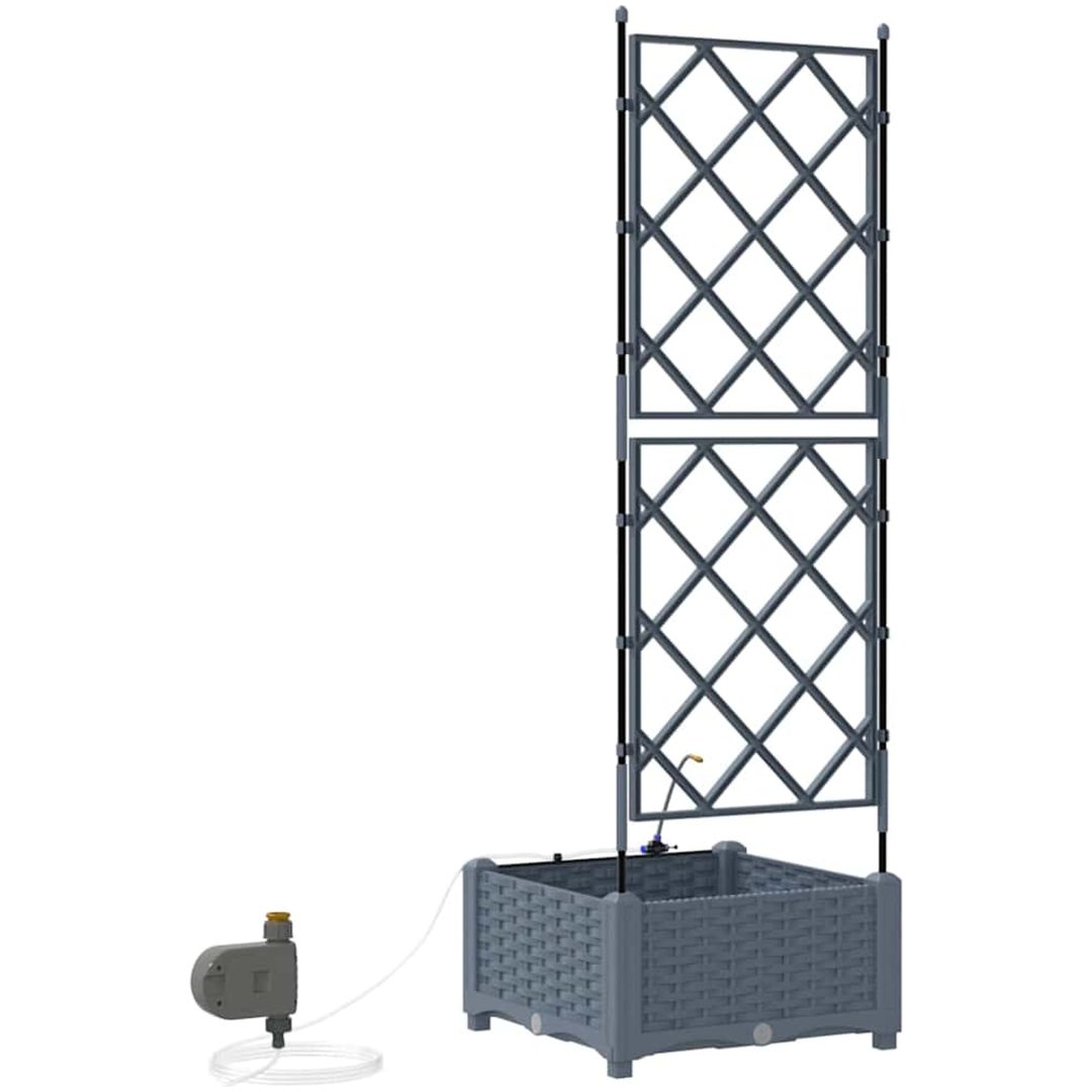 Trädgårdsplanterare med Vattenirrigationssystem Ljusgrå vidaXL 40 x 40 x 126 cm – bild 8