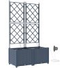 Trädgårdsplanterare med Vattensystem 2 st Grå vidaXL 80 x 40 x 142 cm – miniatyr 2