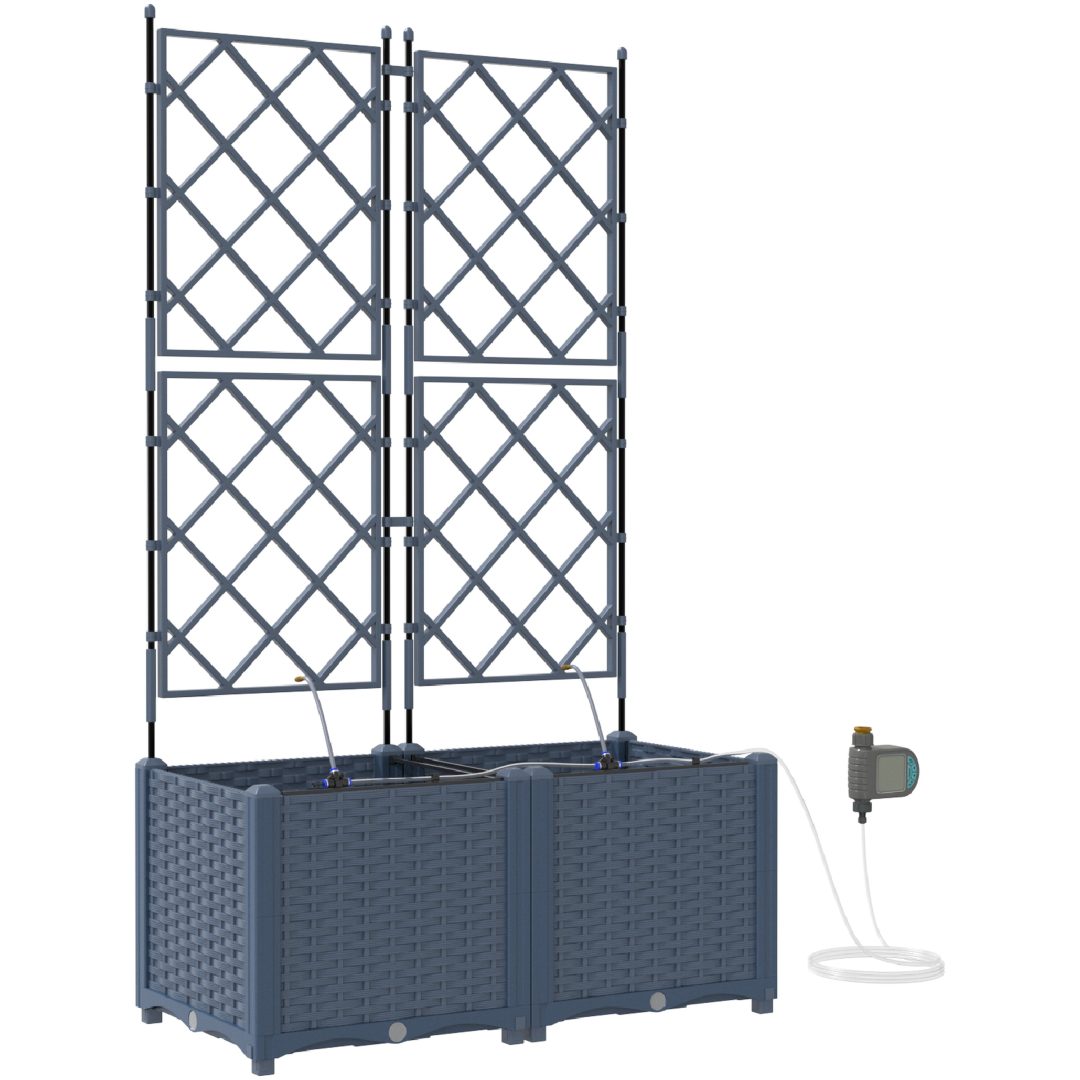 Trädgårdsplanterare med Vattensystem 2 st Grå vidaXL 80 x 40 x 142 cm – bild 2