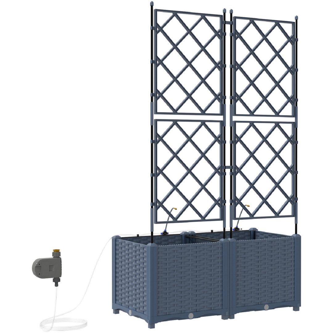 Trädgårdsplanterare med Vattensystem 2 st Grå vidaXL 80 x 40 x 142 cm – bild 6