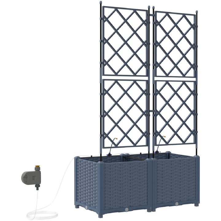 Trädgårdsplanterare med Vattensystem 2 st Grå vidaXL 80 x 40 x 142 cm – bild 6