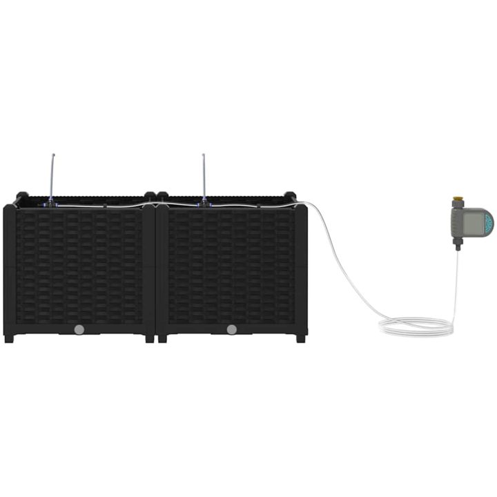 Trädgårdsplanterare med Vattensystem 2 st Svart vidaXL 80 x 40 x 37.5 cm – bild 6