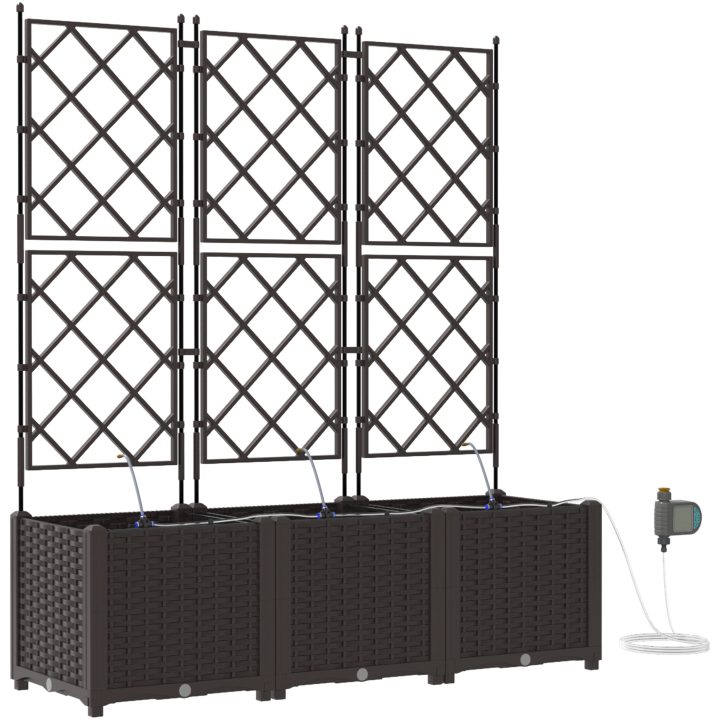 Trädgårdsplanterare med Vattensystem 3 st Brun vidaXL 120 x 40 x 142 cm – bild 2