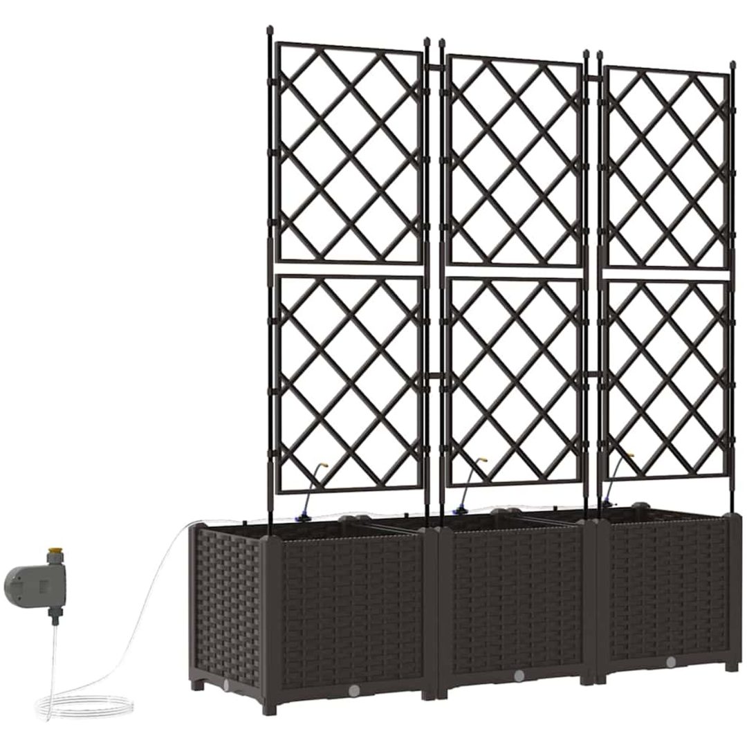 Trädgårdsplanterare med Vattensystem 3 st Brun vidaXL 120 x 40 x 142 cm – bild 8