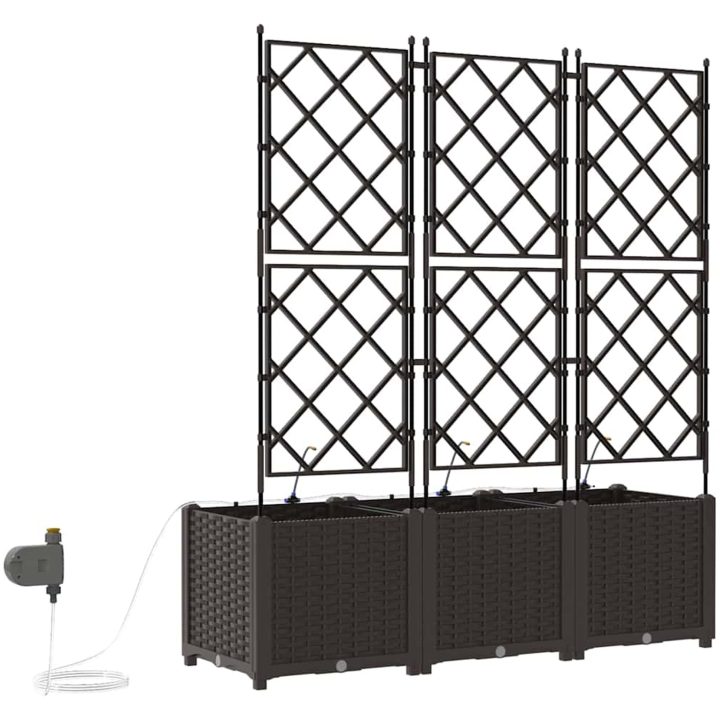Trädgårdsplanterare med Vattensystem 3 st Brun vidaXL 120 x 40 x 142 cm – bild 8