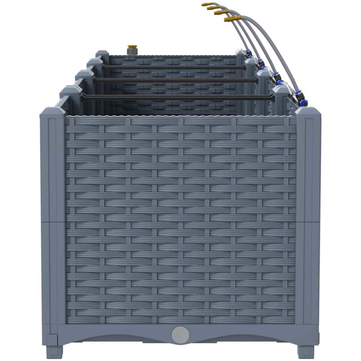 Trädgårdsplanterare med Vattensystem 3 st Ljusgrå vidaXL 120 x 40 x 37,5 cm – bild 7