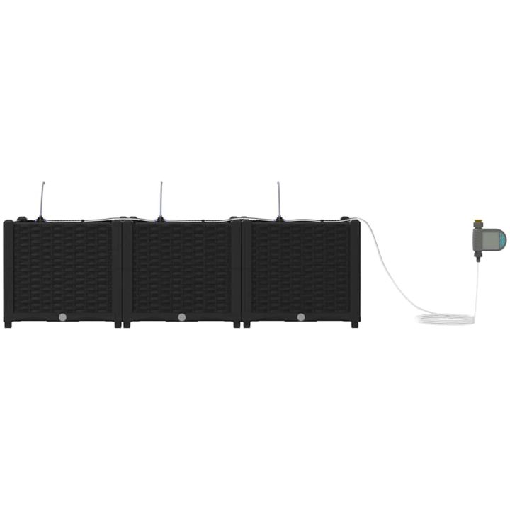 Trädgårdsplanterare med Vattensystem 3 st Svart vidaXL 120 x 40 x 37.5 cm – bild 6