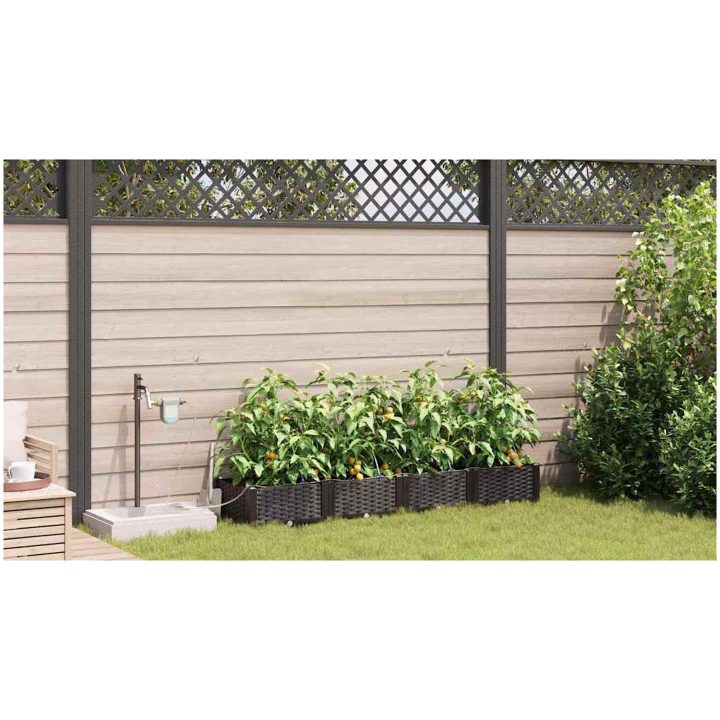 Trädgårdsplanterare med vattensystem 4 st Brun vidaXL 160 x 40 x 22 cm – bild 4