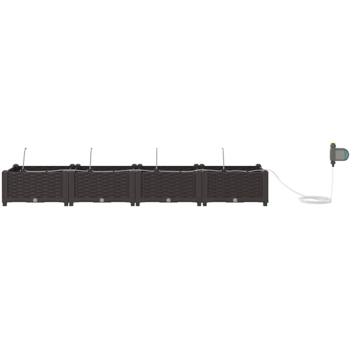 Trädgårdsplanterare med vattensystem 4 st Brun vidaXL 160 x 40 x 22 cm – bild 6