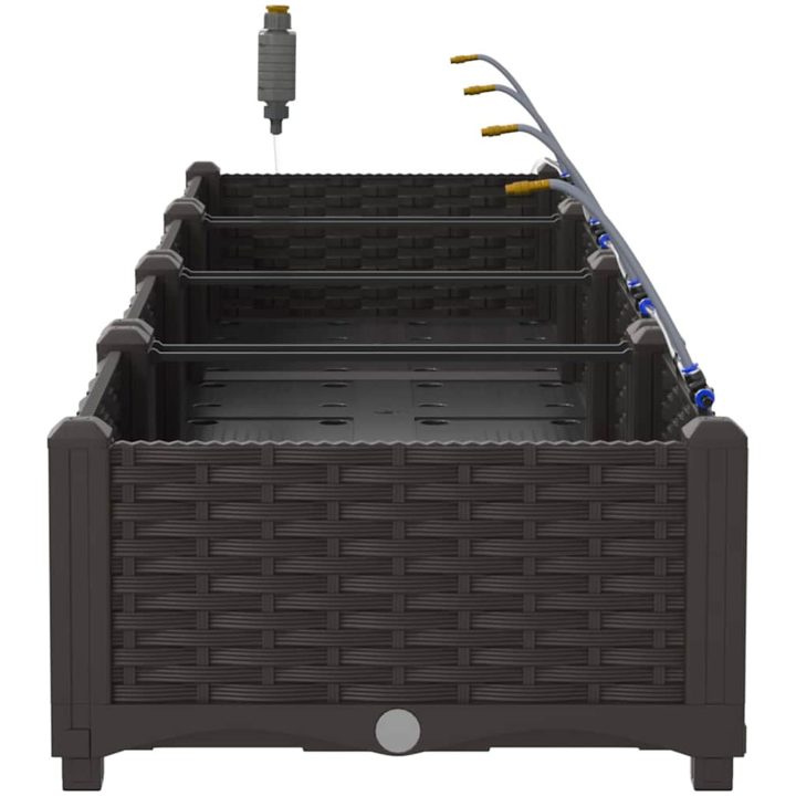 Trädgårdsplanterare med vattensystem 4 st Brun vidaXL 160 x 40 x 22 cm – bild 7