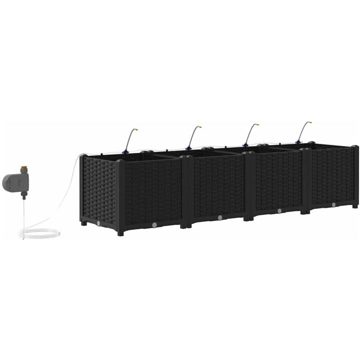 Trädgårdsplanterare med Vattensystem 4 st Svart vidaXL 160 x 40 x 37.5 cm – bild 8