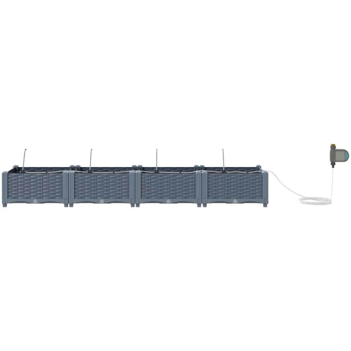Trädgårdsplanterare med Vattensystem 4 stycken Ljusgrå vidaXL 160 x 40 x 22 cm – bild 6