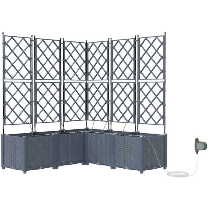 Trädgårdsplanterare med Vattensystem 5 st Ljusgrå vidaXL 120 x 120 x 142 cm – bild 2