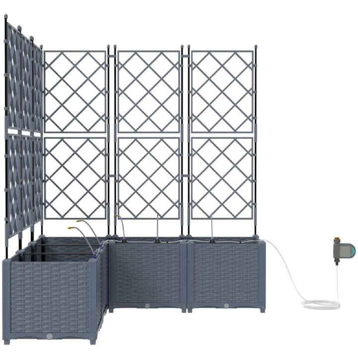 Trädgårdsplanterare med Vattensystem 5 st Ljusgrå vidaXL 120 x 120 x 142 cm – bild 6