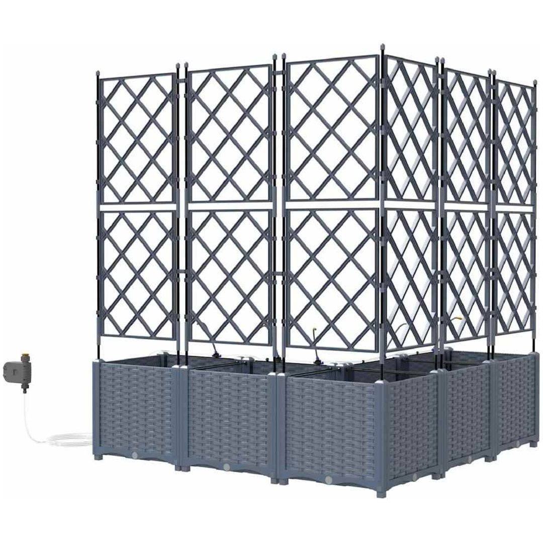 Trädgårdsplanterare med Vattensystem 5 st Ljusgrå vidaXL 120 x 120 x 142 cm – bild 7