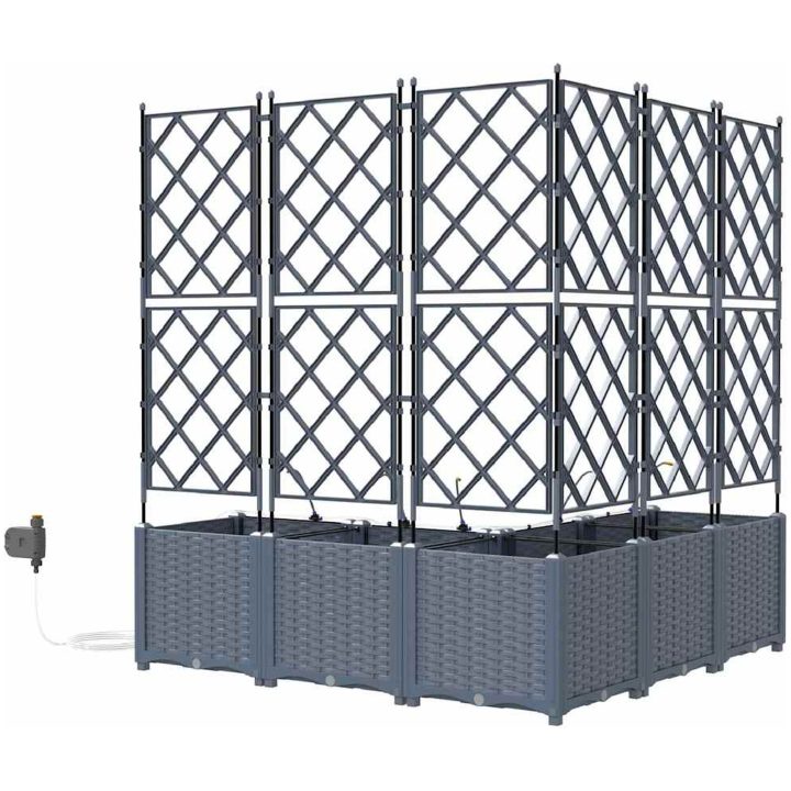 Trädgårdsplanterare med Vattensystem 5 st Ljusgrå vidaXL 120 x 120 x 142 cm – bild 7