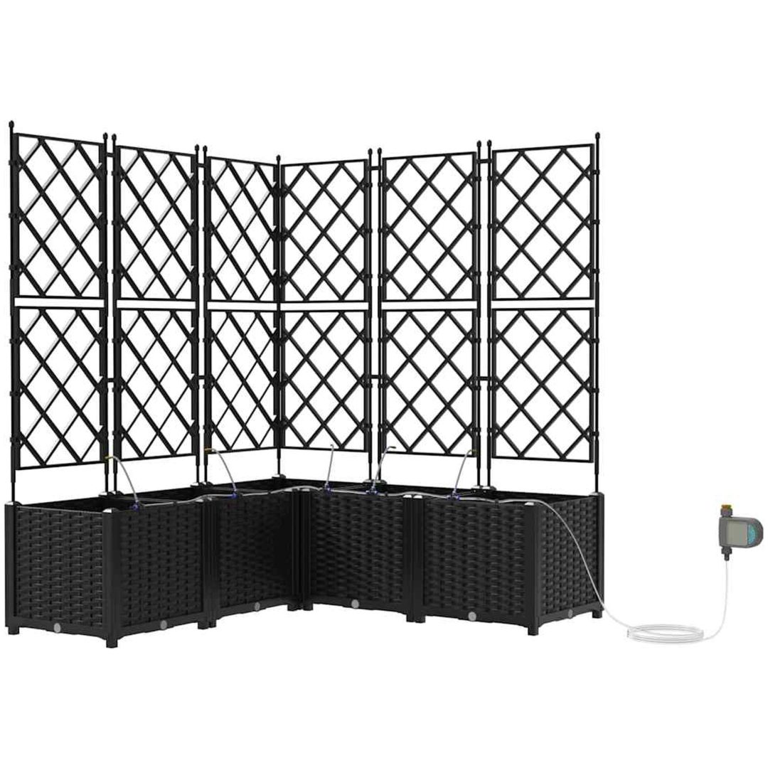 Trädgårdsplanterare med Vattensystem 5 st Svart vidaXL 120 x 120 x 142 cm – bild 2