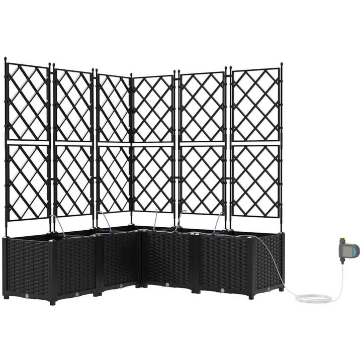 Trädgårdsplanterare med Vattensystem 5 st Svart vidaXL 120 x 120 x 142 cm – bild 2