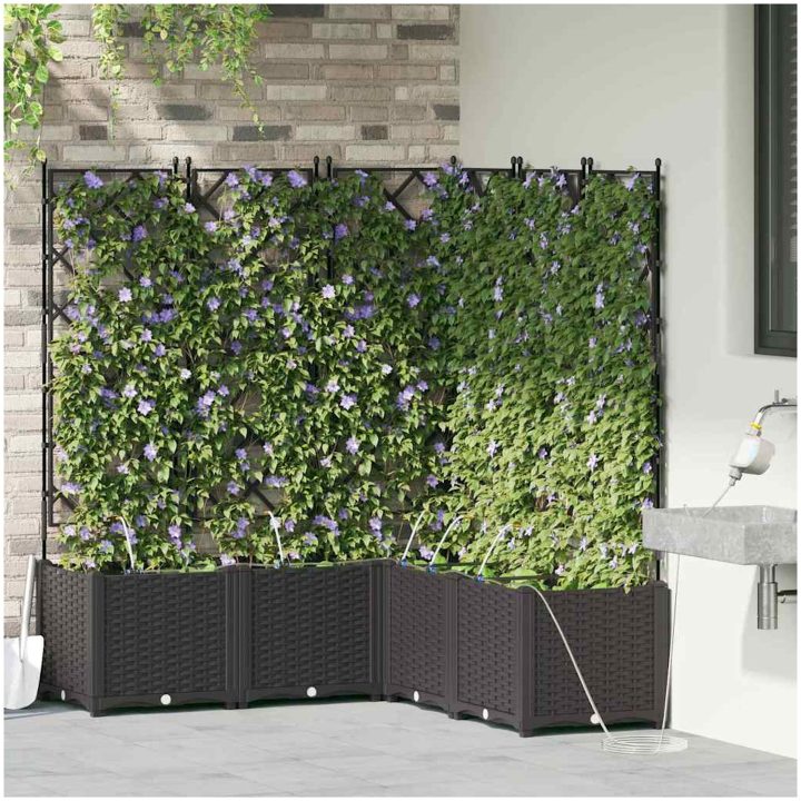 Trädgårdsplanterare med Vattensystem 5 st Svart vidaXL 120 x 120 x 142 cm – bild 3