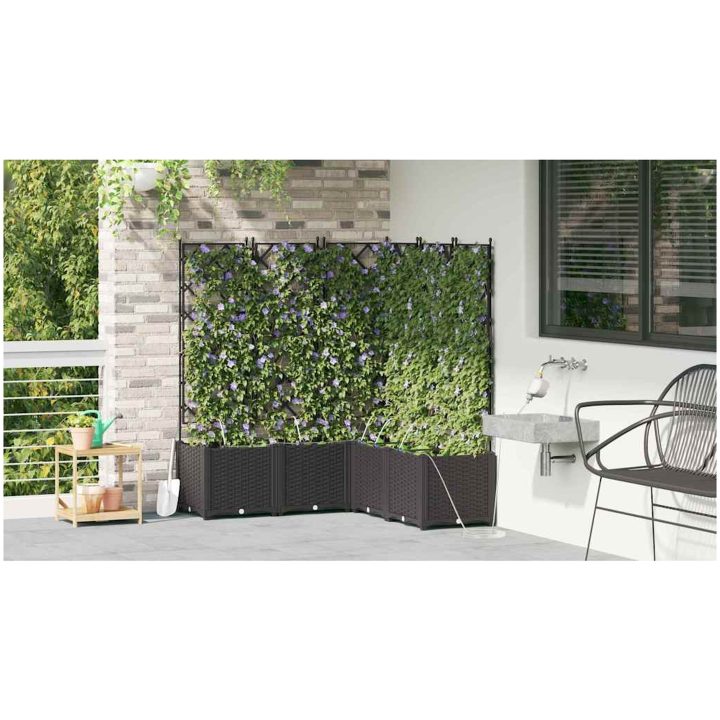 Trädgårdsplanterare med Vattensystem 5 st Svart vidaXL 120 x 120 x 142 cm – bild 4