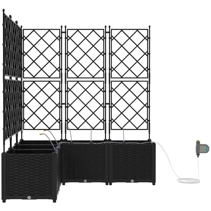 Trädgårdsplanterare med Vattensystem 5 st Svart vidaXL 120 x 120 x 142 cm – bild 6
