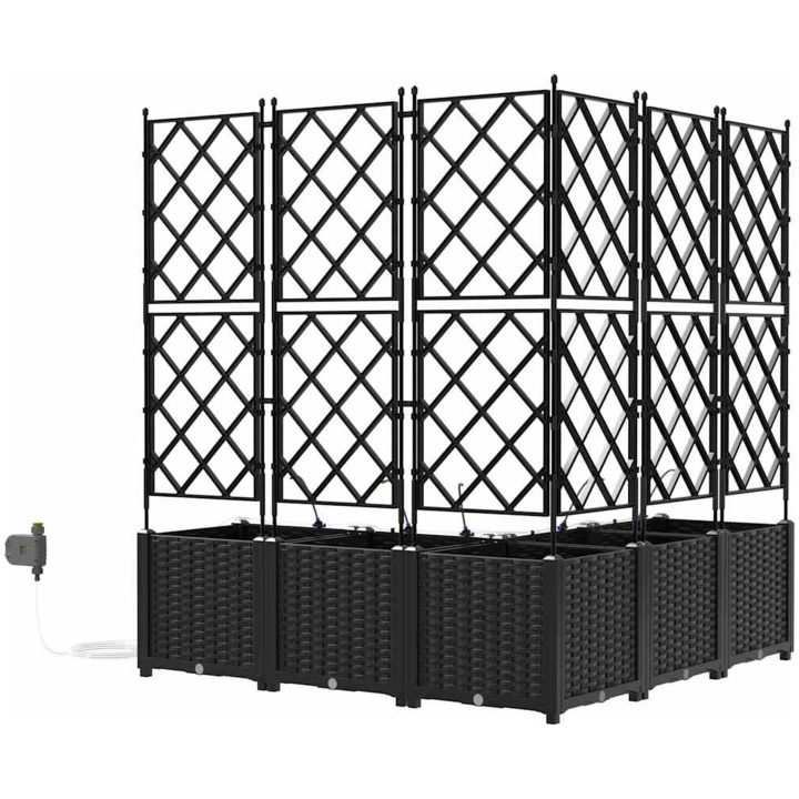 Trädgårdsplanterare med Vattensystem 5 st Svart vidaXL 120 x 120 x 142 cm – bild 7