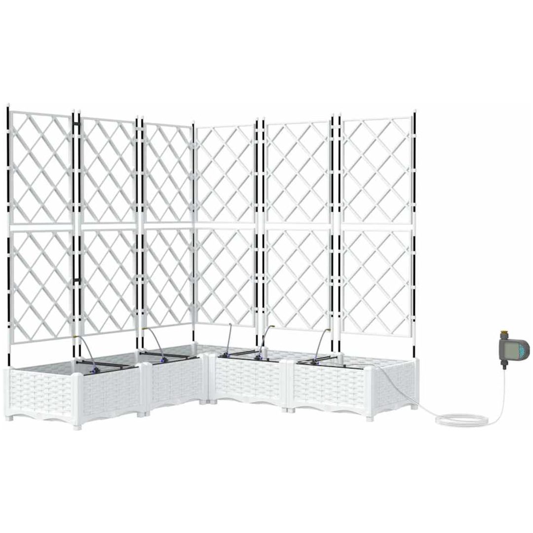 Trädgårdsplanterare med Vattensystem 5 st Vit vidaXL 120 x 120 x 126 cm – bild 2
