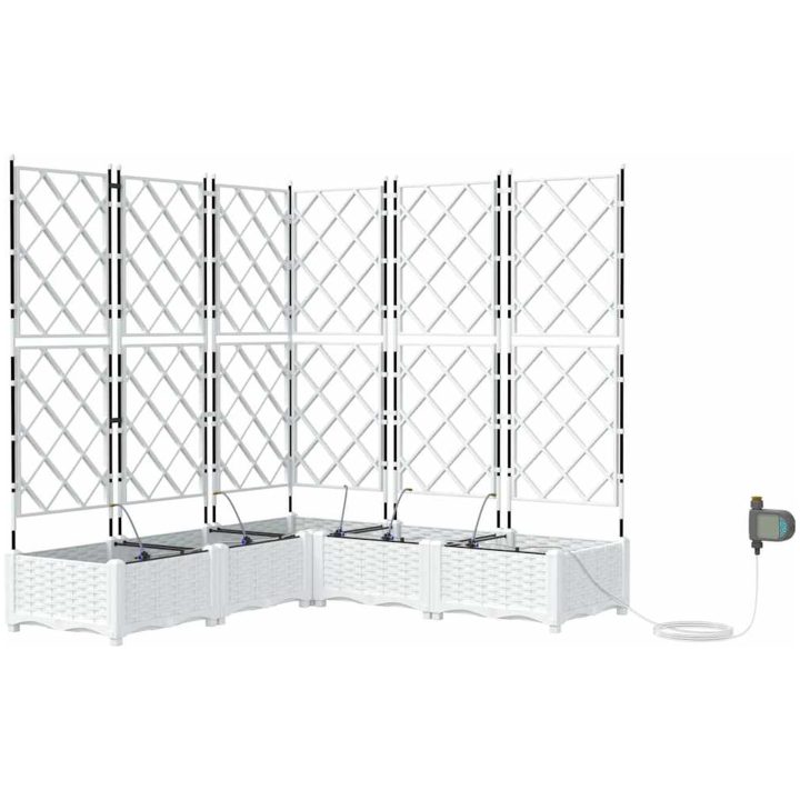 Trädgårdsplanterare med Vattensystem 5 st Vit vidaXL 120 x 120 x 126 cm – bild 2