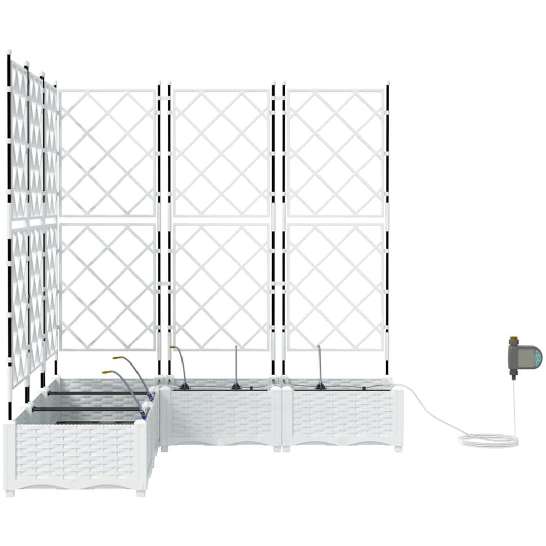 Trädgårdsplanterare med Vattensystem 5 st Vit vidaXL 120 x 120 x 126 cm – bild 5