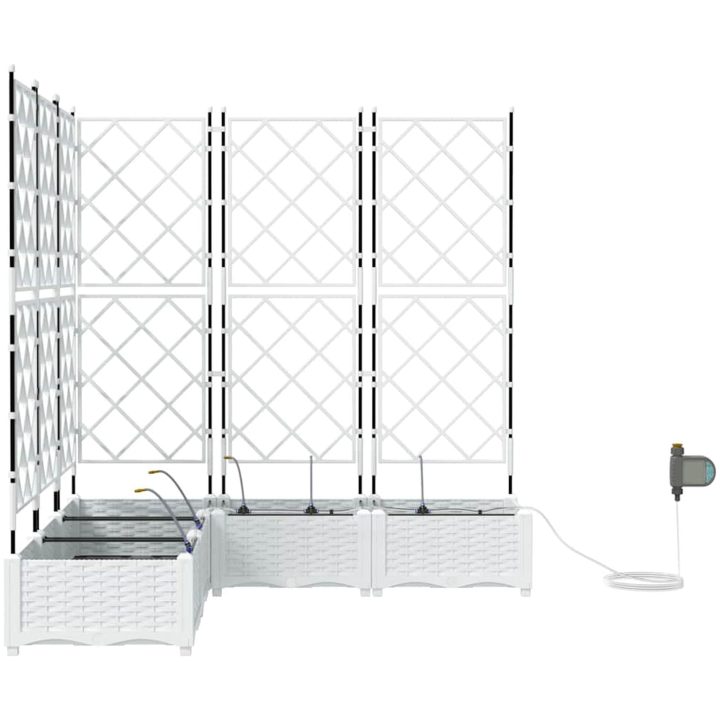 Trädgårdsplanterare med Vattensystem 5 st Vit vidaXL 120 x 120 x 126 cm – bild 5
