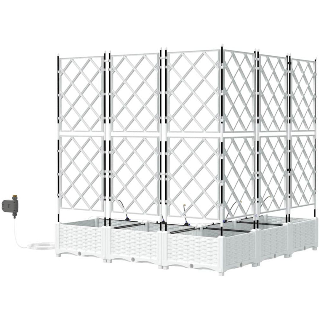Trädgårdsplanterare med Vattensystem 5 st Vit vidaXL 120 x 120 x 126 cm – bild 6