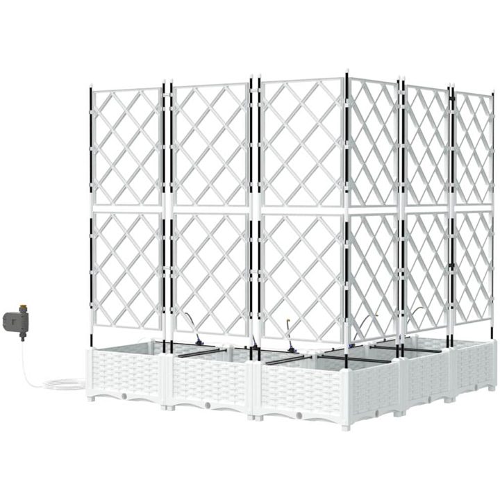 Trädgårdsplanterare med Vattensystem 5 st Vit vidaXL 120 x 120 x 126 cm – bild 6