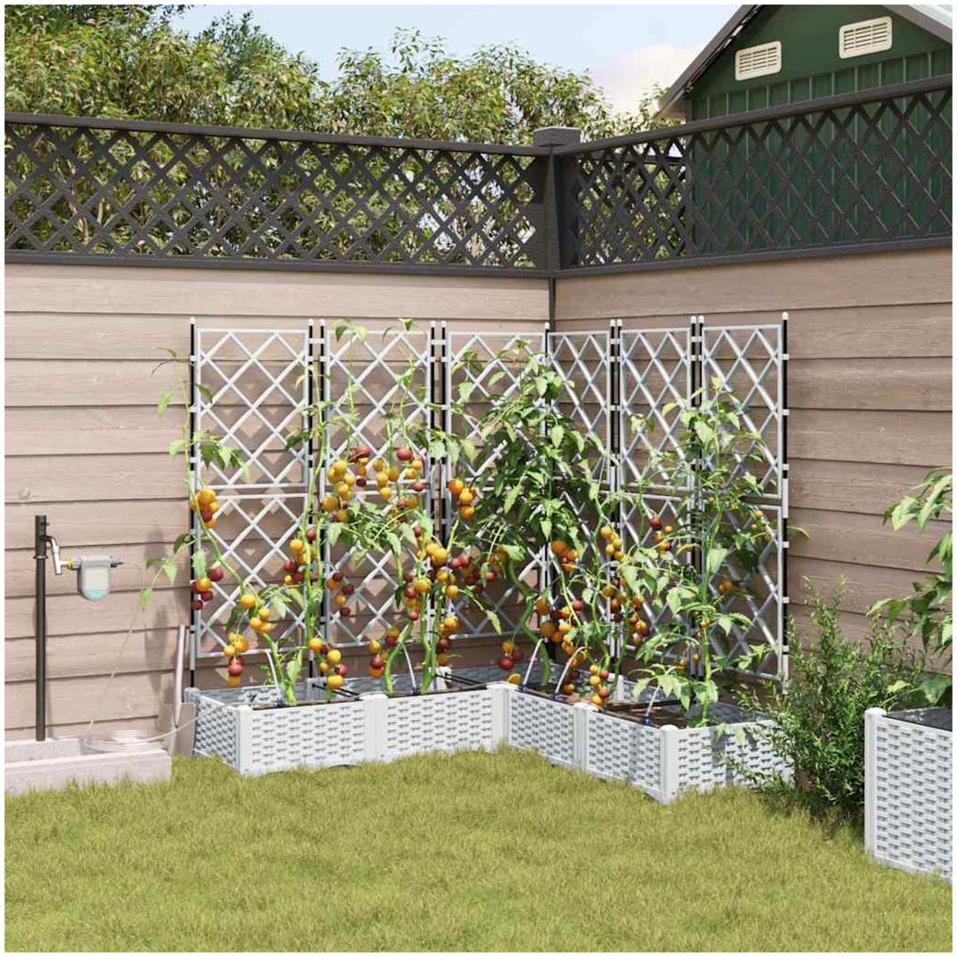 Trädgårdsplanterare med Vattensystem 5 st Vit vidaXL 120 x 120 x 126 cm
