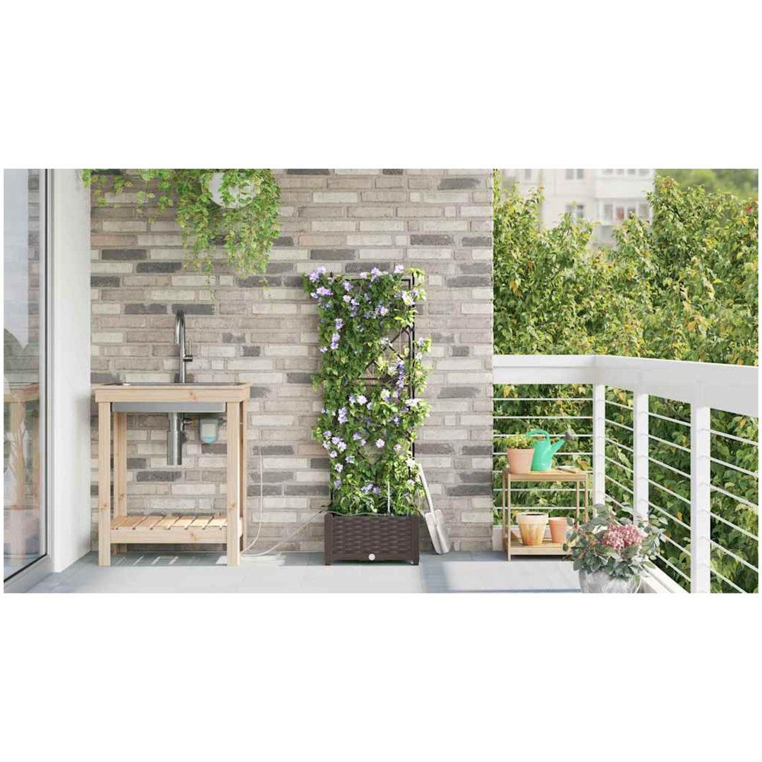 Trädgårdsplanterare med Vattensystem Brun vidaXL 40 x 40 x 126 cm – bild 4