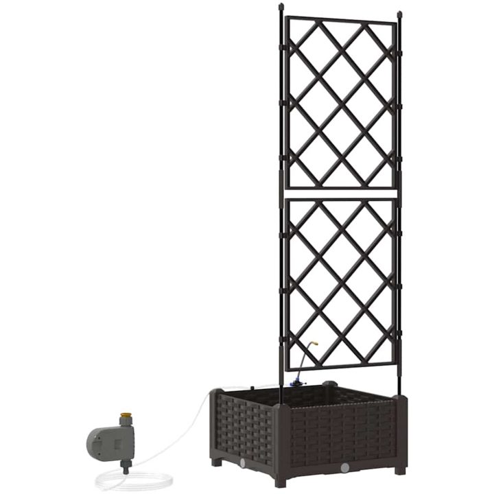 Trädgårdsplanterare med Vattensystem Brun vidaXL 40 x 40 x 126 cm – bild 8