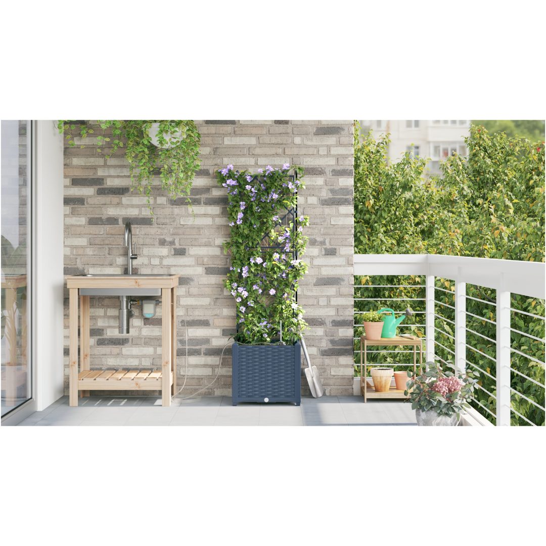 Trädgårdsplanterare med Vattensystem Grå vidaXL 40 x 40 x 142 cm – bild 4