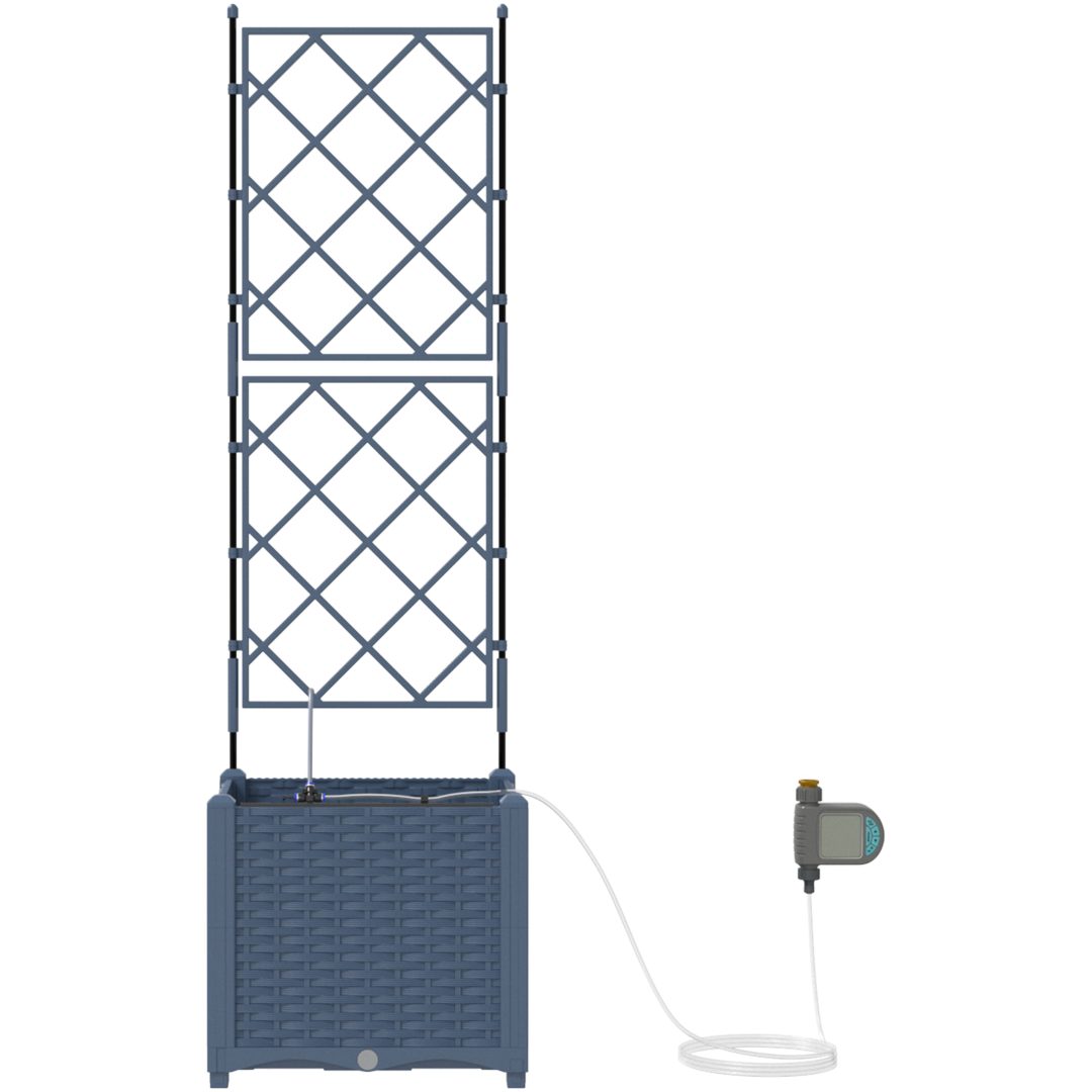 Trädgårdsplanterare med Vattensystem Grå vidaXL 40 x 40 x 142 cm – bild 5