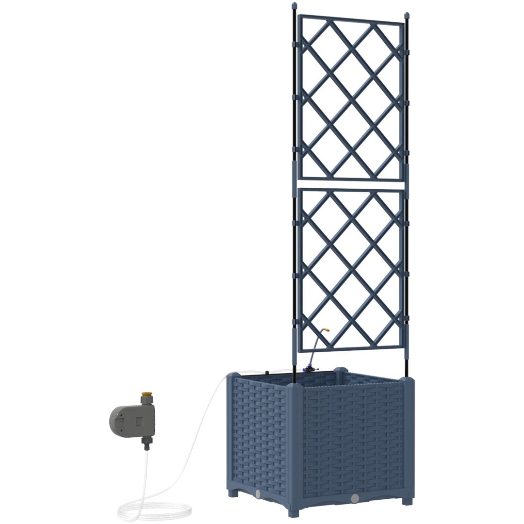 Trädgårdsplanterare med Vattensystem Grå vidaXL 40 x 40 x 142 cm – bild 7