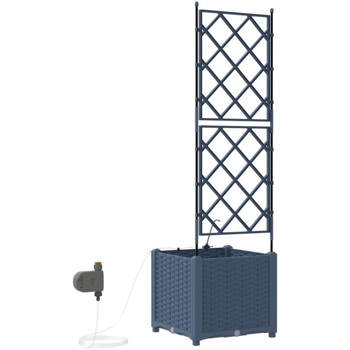 Trädgårdsplanterare med Vattensystem Grå vidaXL 40 x 40 x 142 cm – bild 7