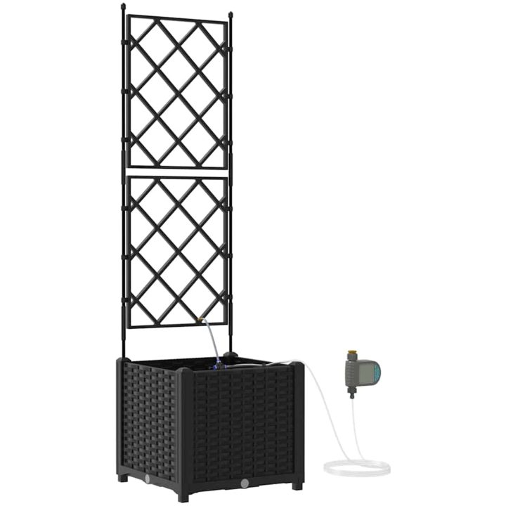 Trädgårdsplanterare med Vattensystem Svart vidaXL 40 x 40 x 142 cm – bild 2