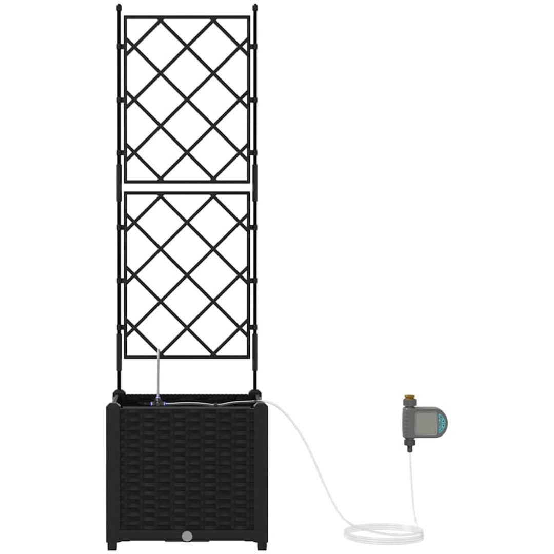 Trädgårdsplanterare med Vattensystem Svart vidaXL 40 x 40 x 142 cm – bild 6