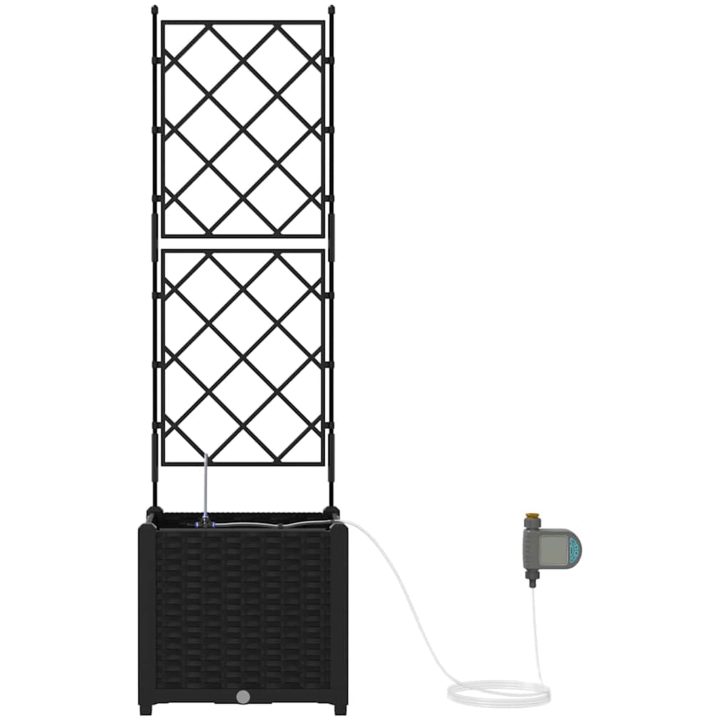Trädgårdsplanterare med Vattensystem Svart vidaXL 40 x 40 x 142 cm – bild 6