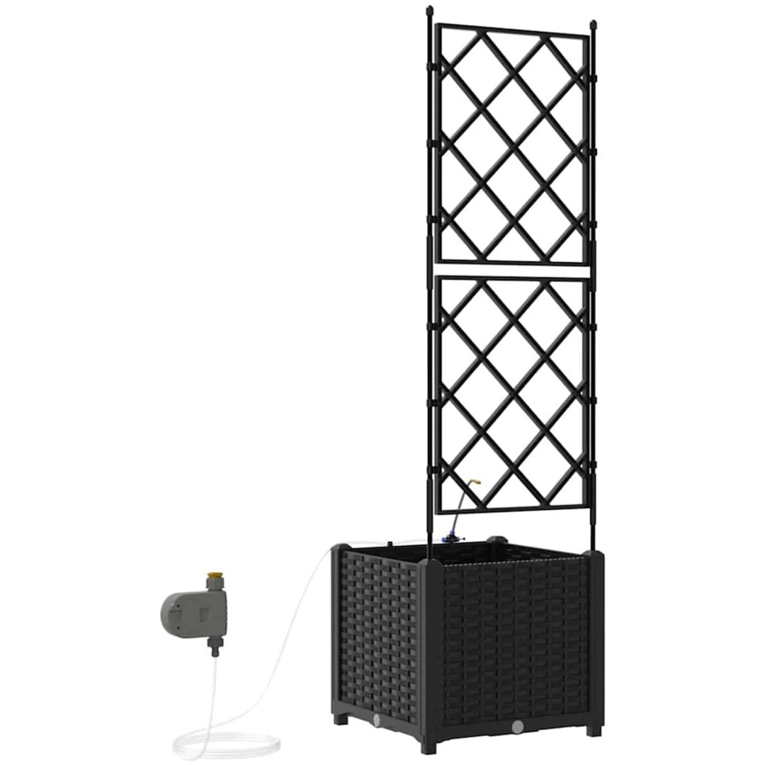 Trädgårdsplanterare med Vattensystem Svart vidaXL 40 x 40 x 142 cm – bild 8