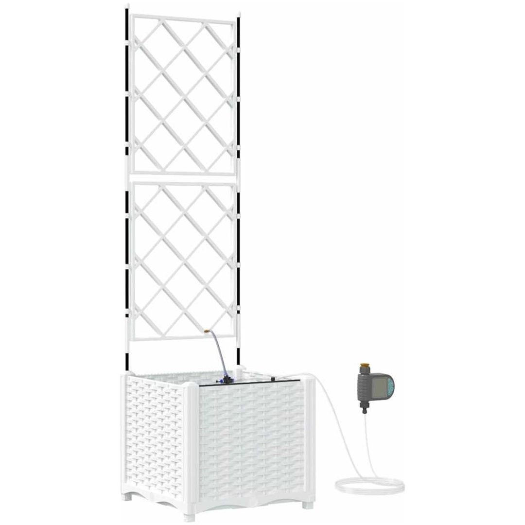Trädgårdsplanterare med vattensystem Vit vidaXL 40 x 40 x 142 cm – bild 2