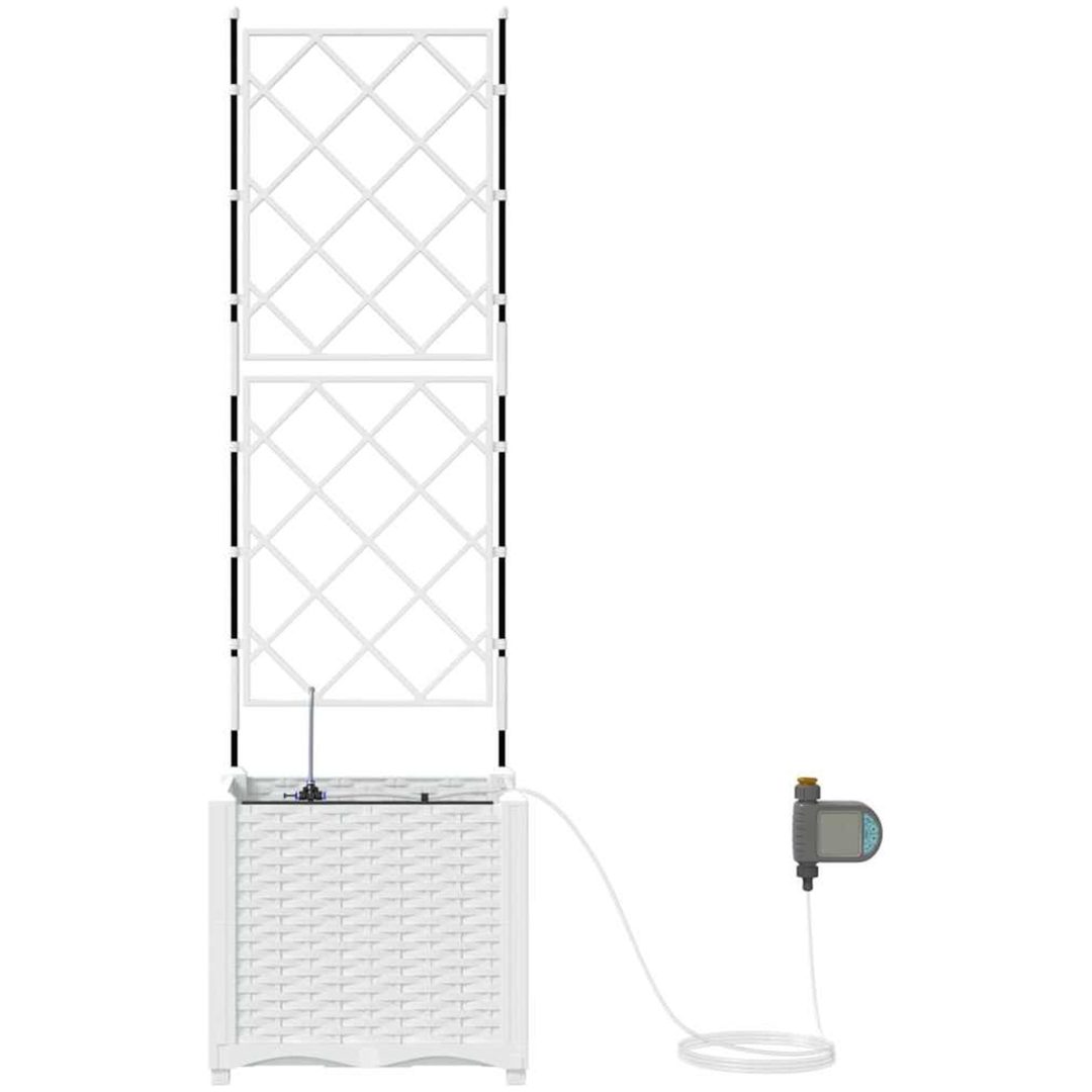 Trädgårdsplanterare med vattensystem Vit vidaXL 40 x 40 x 142 cm – bild 6