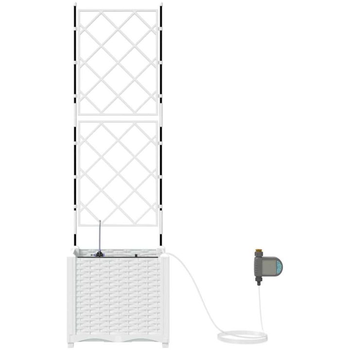 Trädgårdsplanterare med vattensystem Vit vidaXL 40 x 40 x 142 cm – bild 6