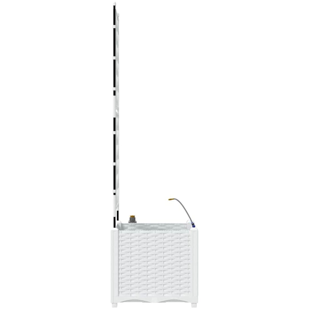 Trädgårdsplanterare med vattensystem Vit vidaXL 40 x 40 x 142 cm – bild 7