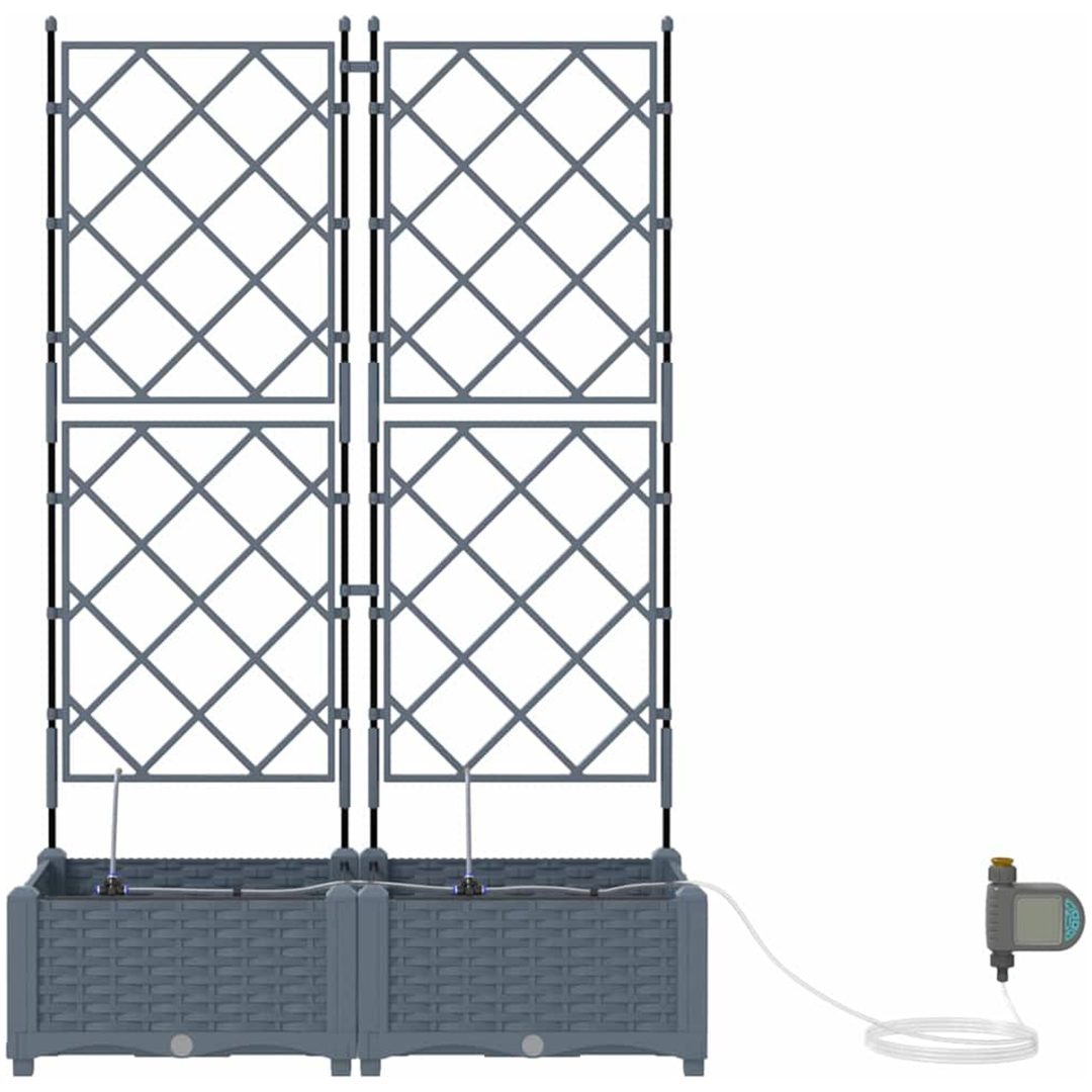 Trädgårdsplanterare med Vattningssystem 2 st Ljusgrå vidaXL 80 x 40 x 126 cm – bild 5